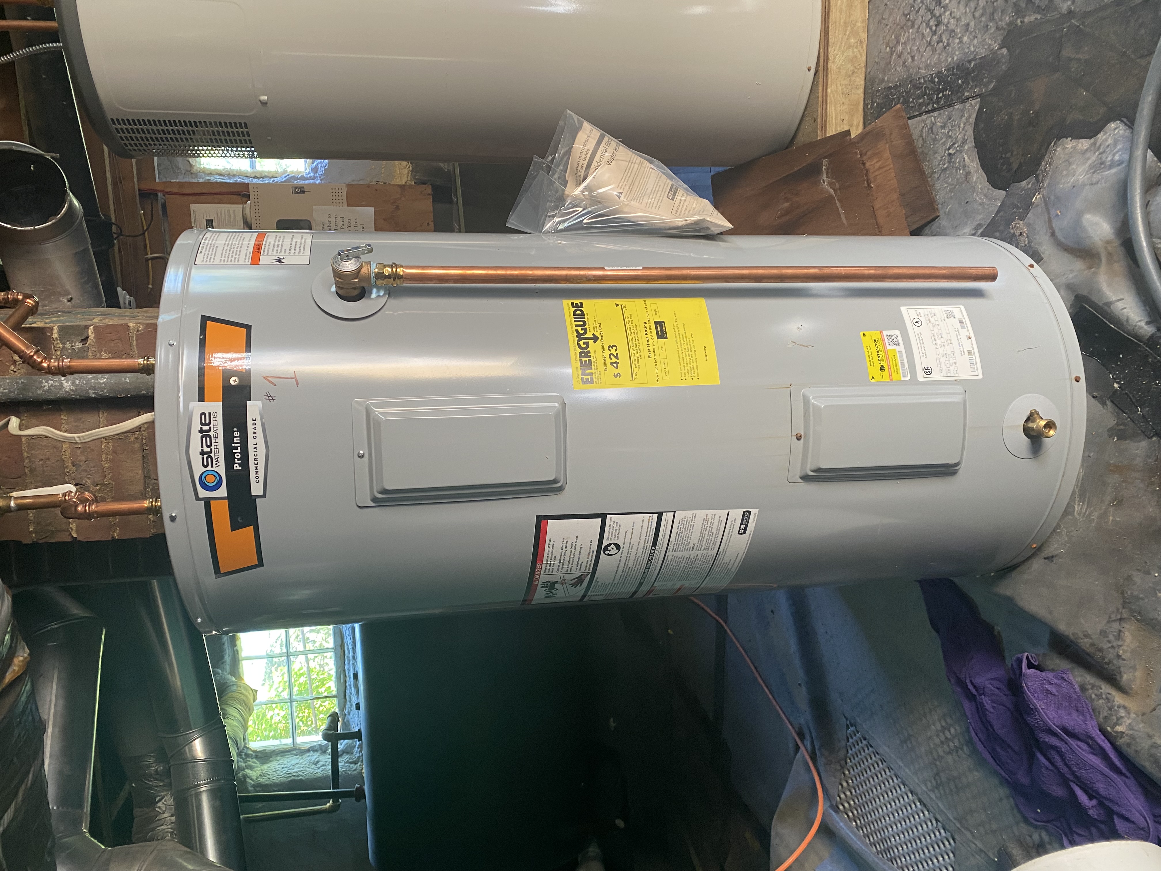 New heatpump water heater in a basement